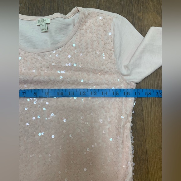 J.Crew Factory Sequined Long Sleeve Blush Pink Pullover Blouse Lined 100% Cotton - Picture 11 of 11